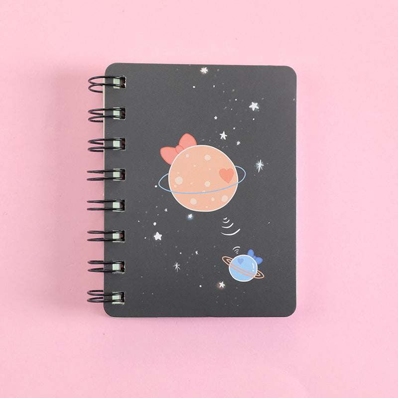 1pc Fantasy Planet Rollover Spiral Coil Notebook Notepad With 80 Pages Size 4.13*3.15 Inch