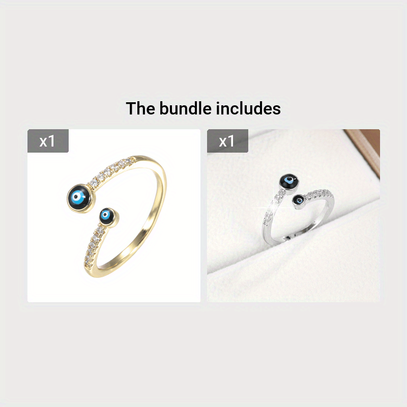 Copper Zircon Enamel Drip Ring Devil's Eye Vintage Ring Open Ring Charms Jewelry Gift Birthday Gifts For Women Wife Her