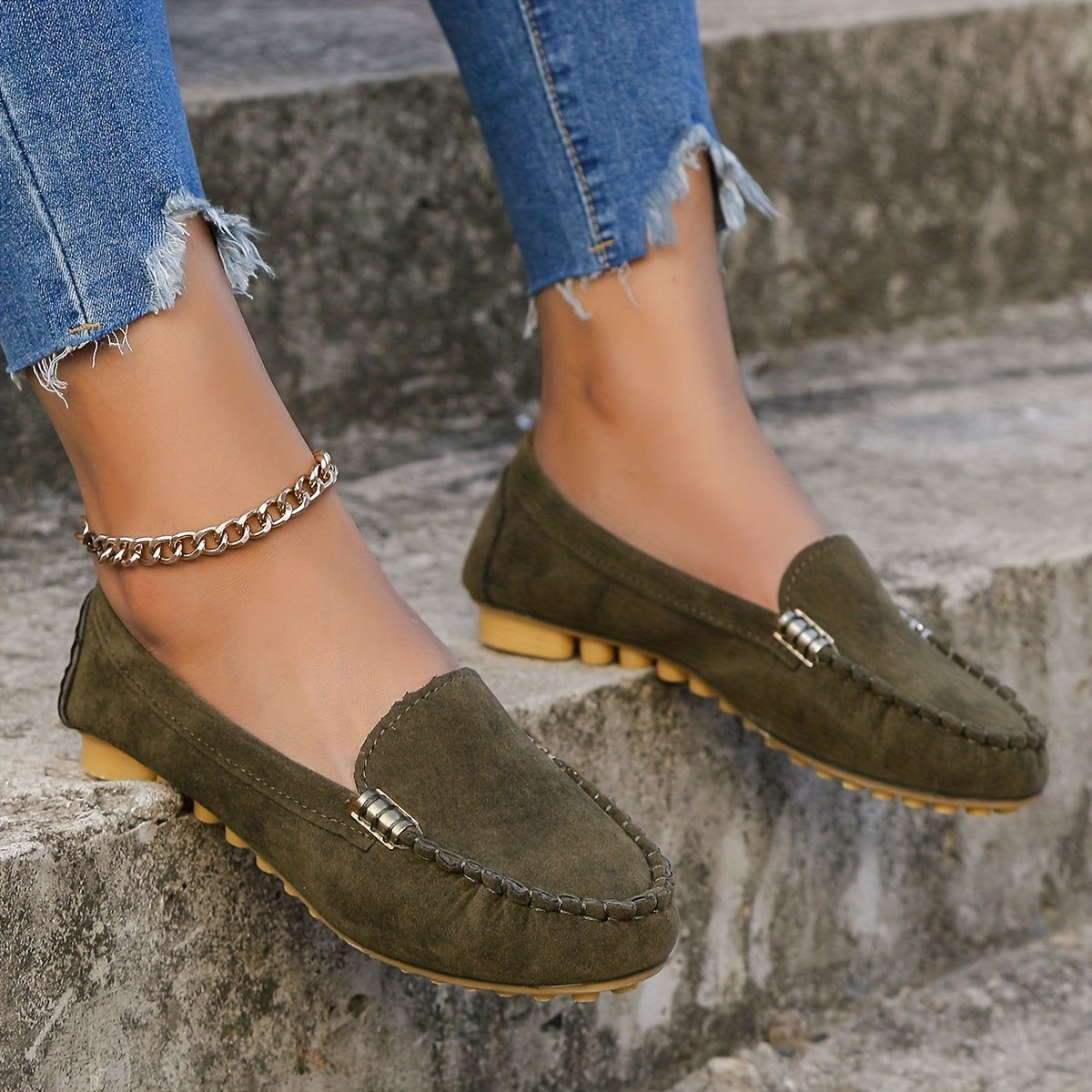 Comfortable Solid Women's Round Toe Loafers, Slip On Shoes, Women's Footwear