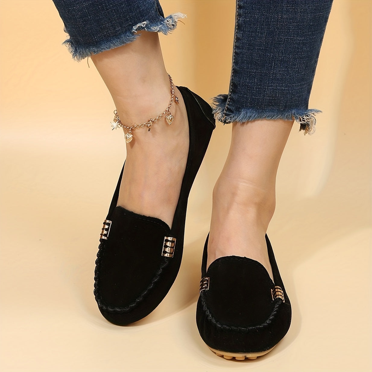 Comfortable Solid Women's Round Toe Loafers, Slip On Shoes, Women's Footwear