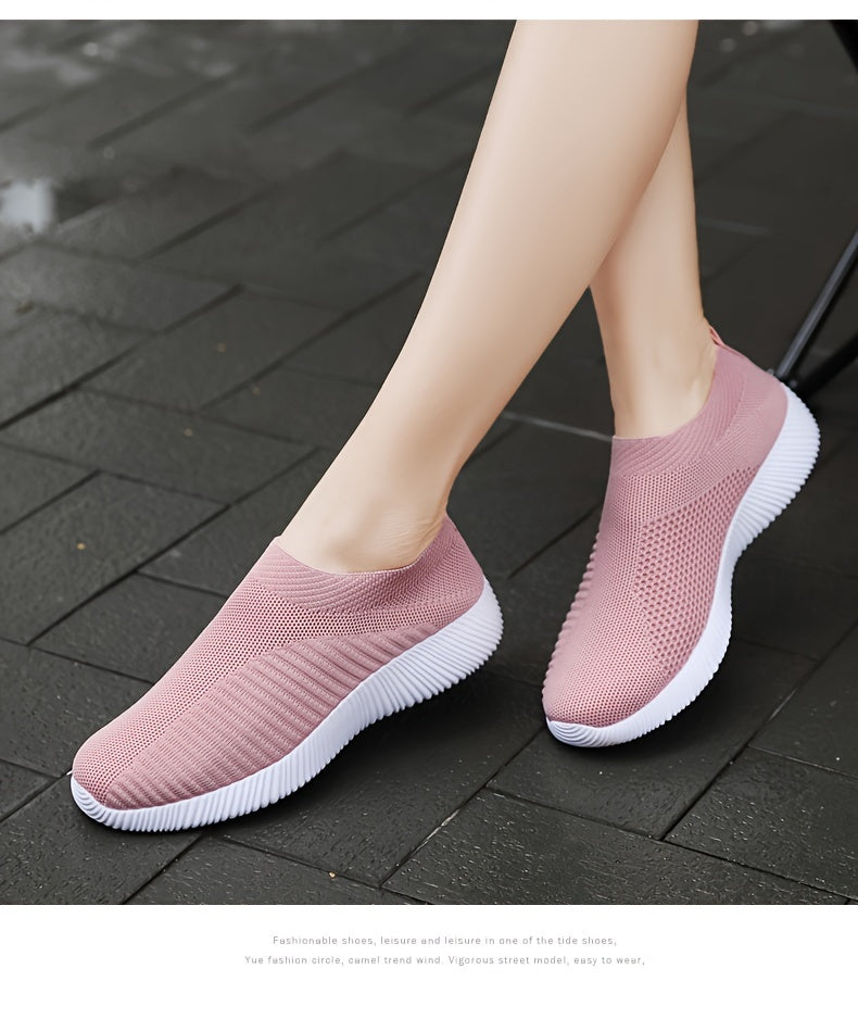 Women's Casual Sneakers, Lightweight Soft Bottom Running Shoes, Breathable Slip-on Walking Shoes plus size