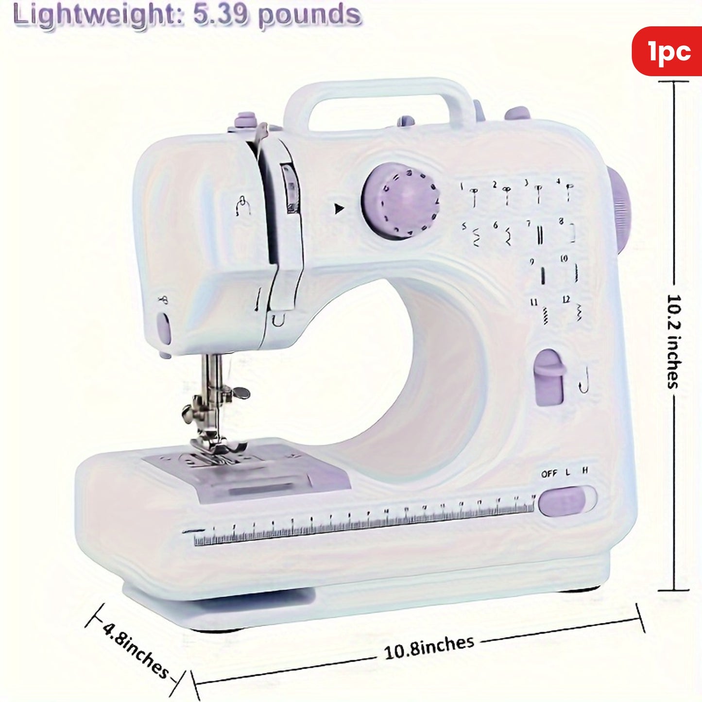 Portable Electric Sewing Machine Professional Version, With 12 Thread Patterns, Adjustable Speed, Overlock, Sewing Machine Parents, Beginners, Enthusiasts, Lightweight, Easy To Use, Very Suitable For Repair DIY, Handmade