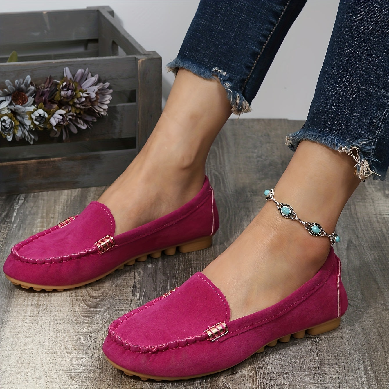 Comfortable Solid Women's Round Toe Loafers, Slip On Shoes, Women's Footwear