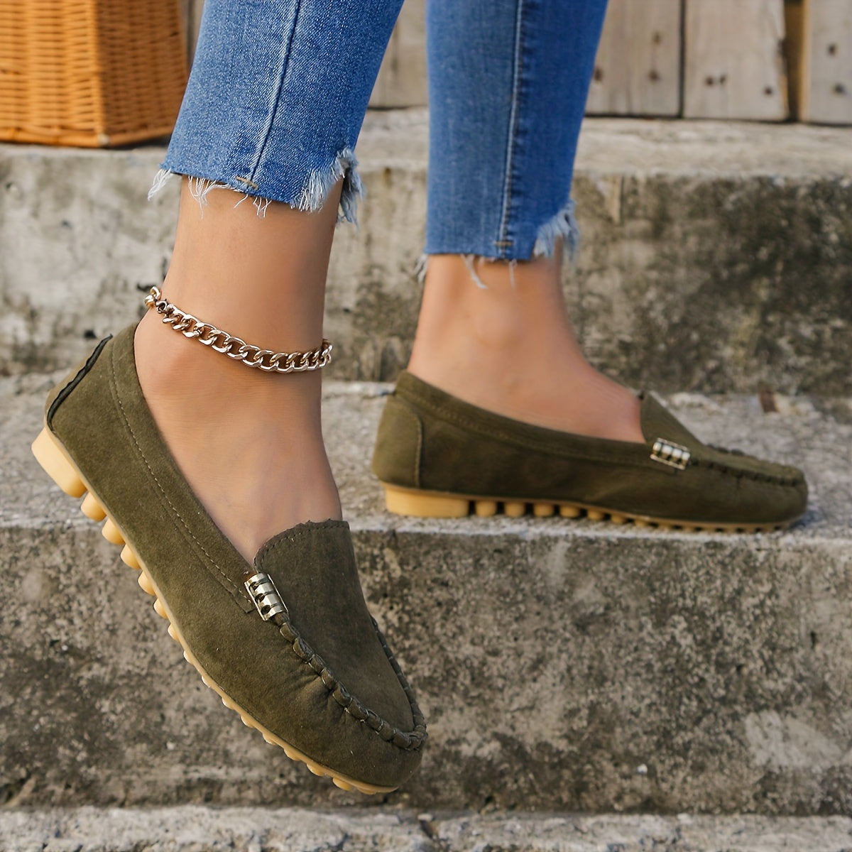 Comfortable Solid Women's Round Toe Loafers, Slip On Shoes, Women's Footwear