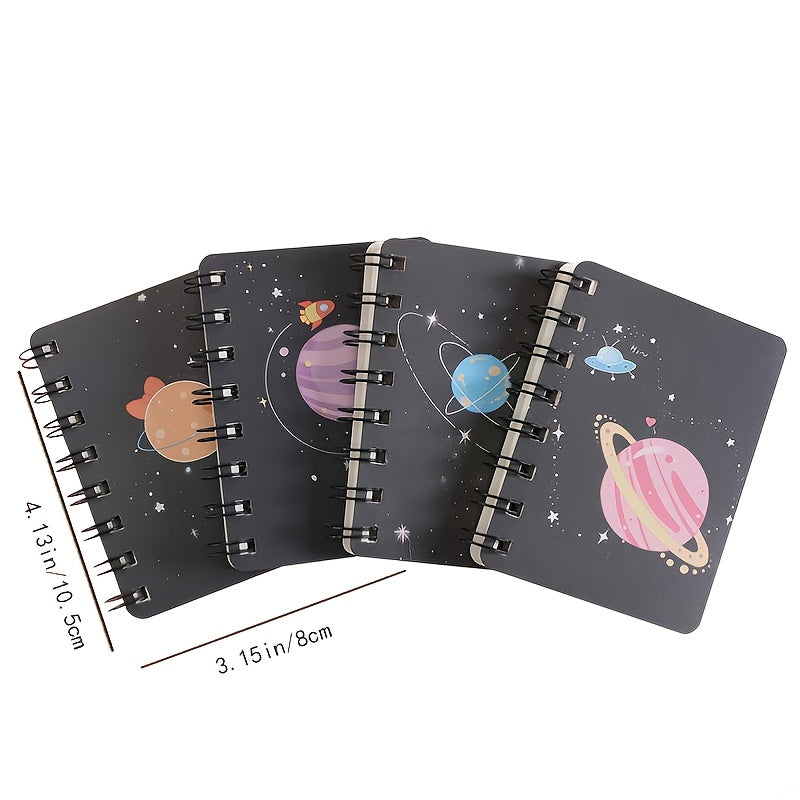 1pc Fantasy Planet Rollover Spiral Coil Notebook Notepad With 80 Pages Size 4.13*3.15 Inch