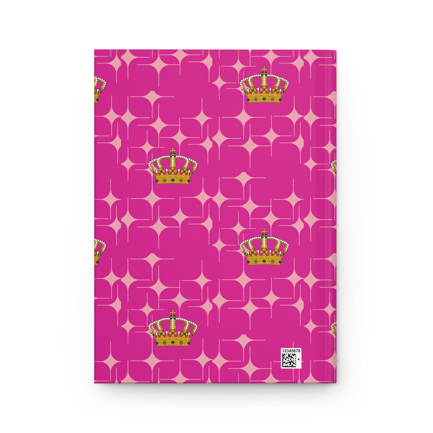 Crown Patterned Hardcover Journal, Royal Notebook, Gift for Her, Inspirational Journal, Stationery Set, Pink Journal