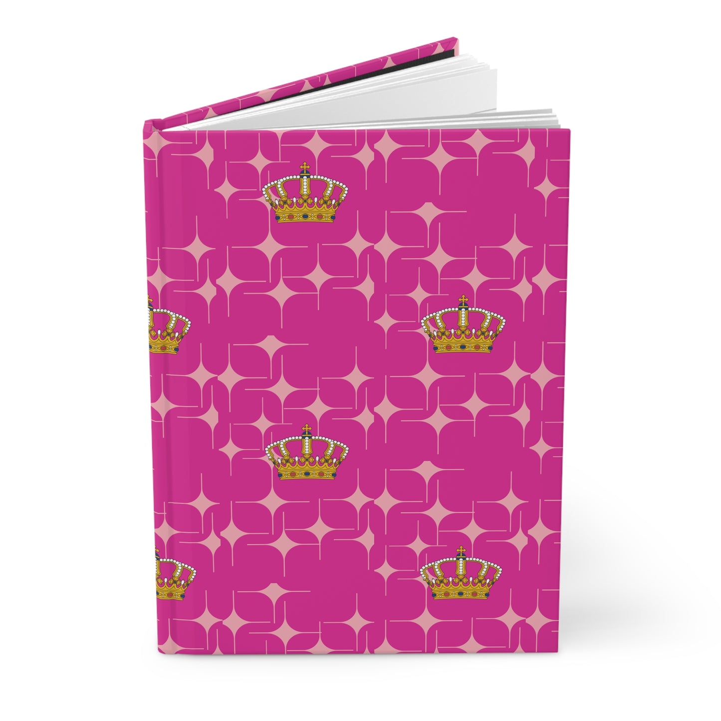 Crown Patterned Hardcover Journal, Royal Notebook, Gift for Her, Inspirational Journal, Stationery Set, Pink Journal