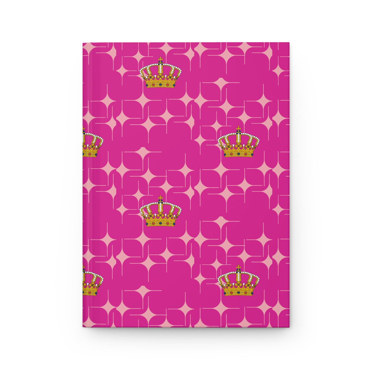 Crown Patterned Hardcover Journal, Royal Notebook, Gift for Her, Inspirational Journal, Stationery Set, Pink Journal