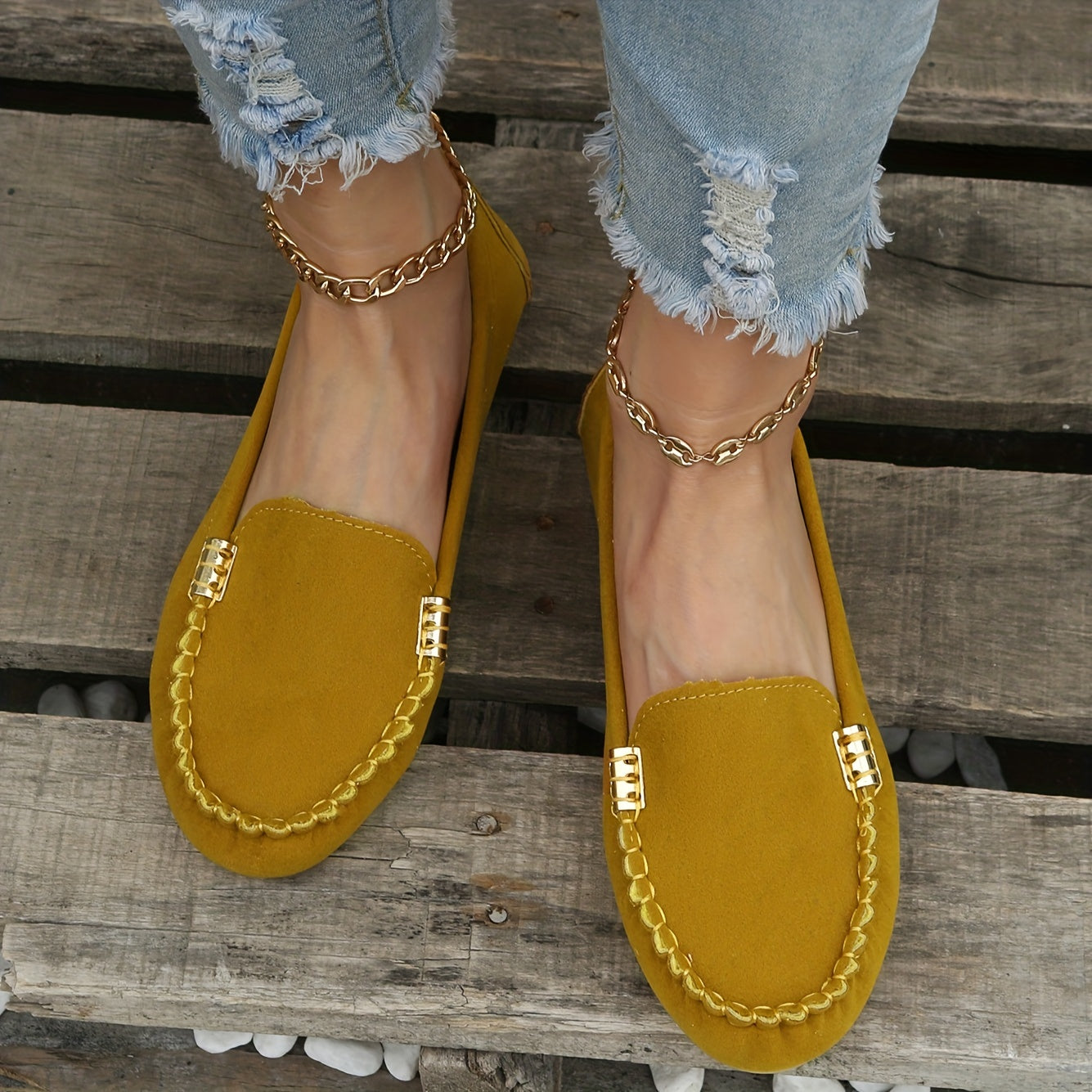 Comfortable Solid Women's Round Toe Loafers, Slip On Shoes, Women's Footwear