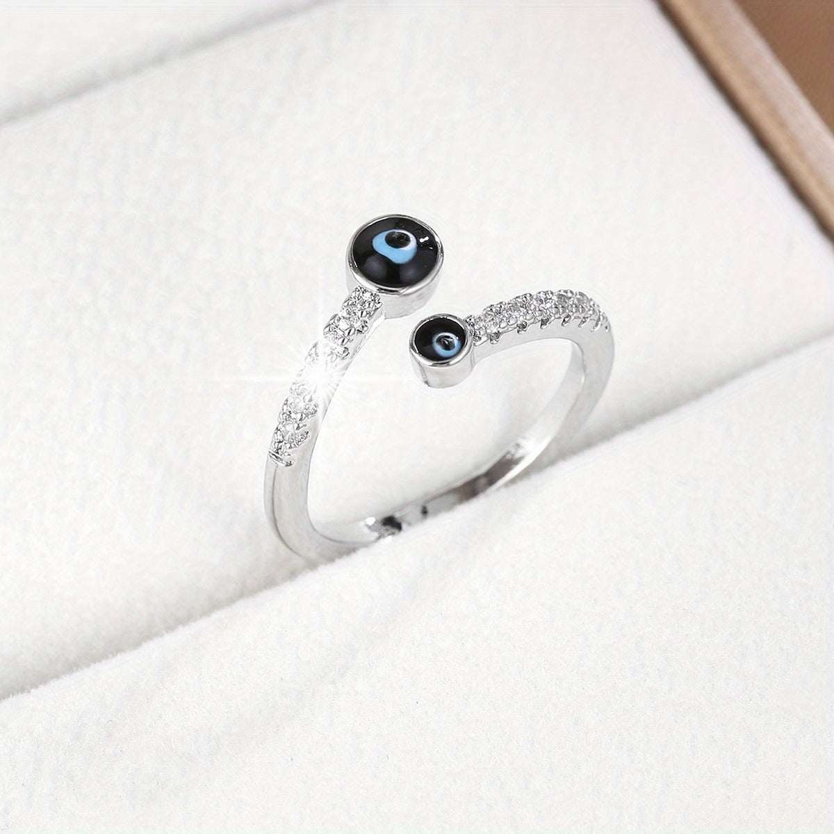 Copper Zircon Enamel Drip Ring Devil's Eye Vintage Ring Open Ring Charms Jewelry Gift Birthday Gifts For Women Wife Her