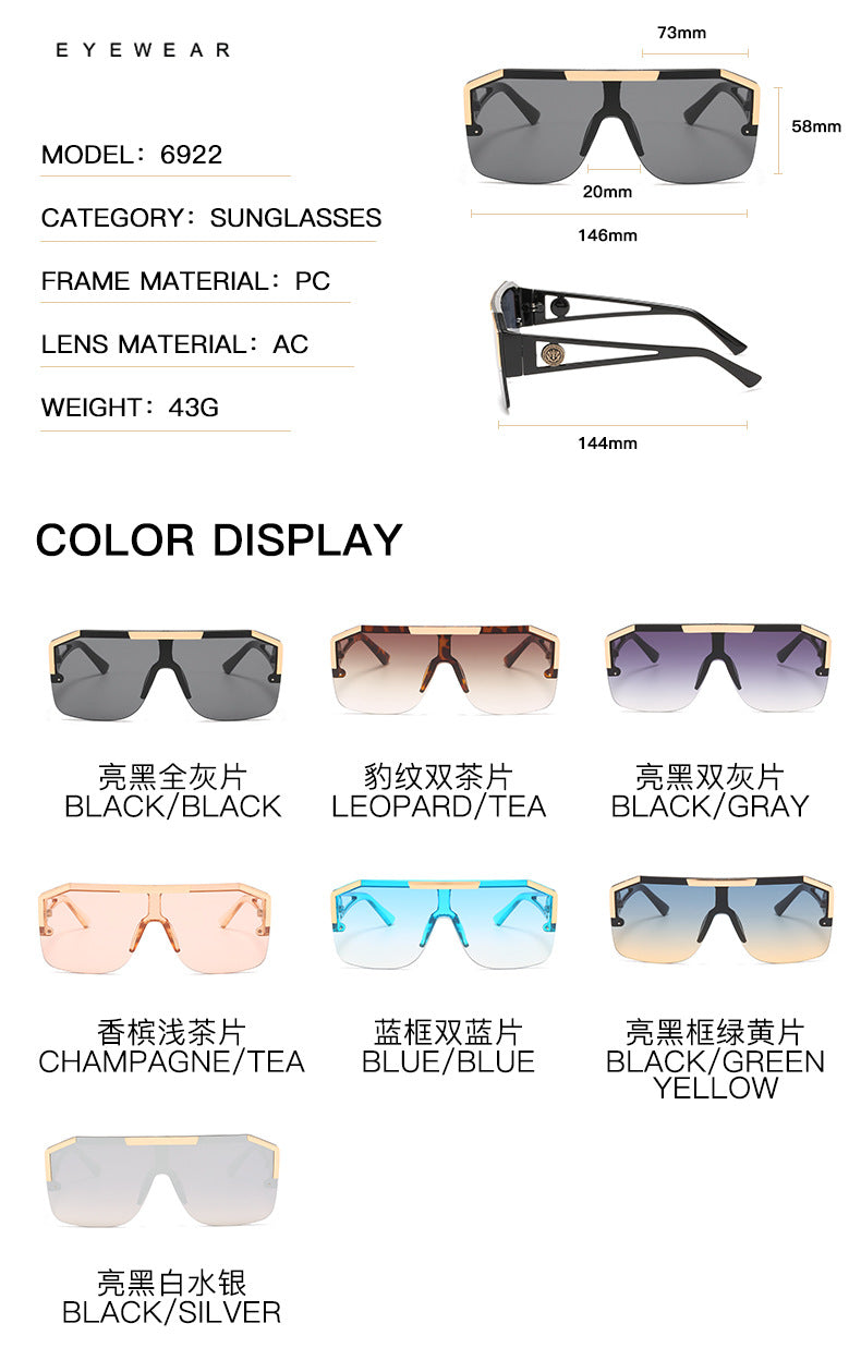 Luxury Oversized Men Sunglasses Brand Designer Sun Glasses For Women Fashion Gradient Square Shades