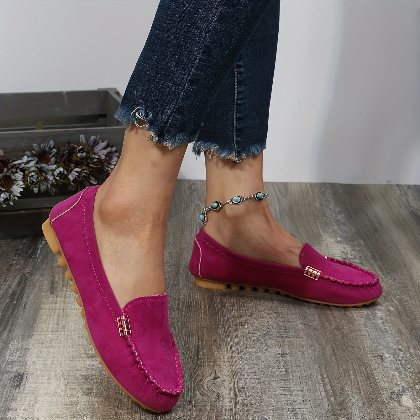 Comfortable Solid Women's Round Toe Loafers, Slip On Shoes, Women's Footwear