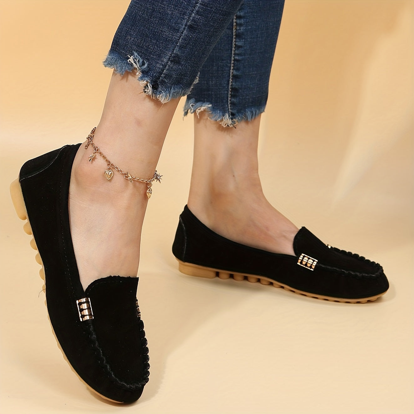 Comfortable Solid Women's Round Toe Loafers, Slip On Shoes, Women's Footwear