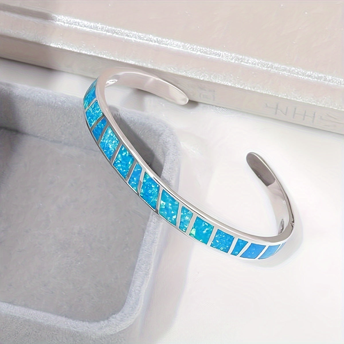 One Unique Vintage-Inspired Classic Blue Cuff Bangle - Timeless Elegant Design, Trendy Accessory, New Arrival 2023, Perfect for Any Occasion
