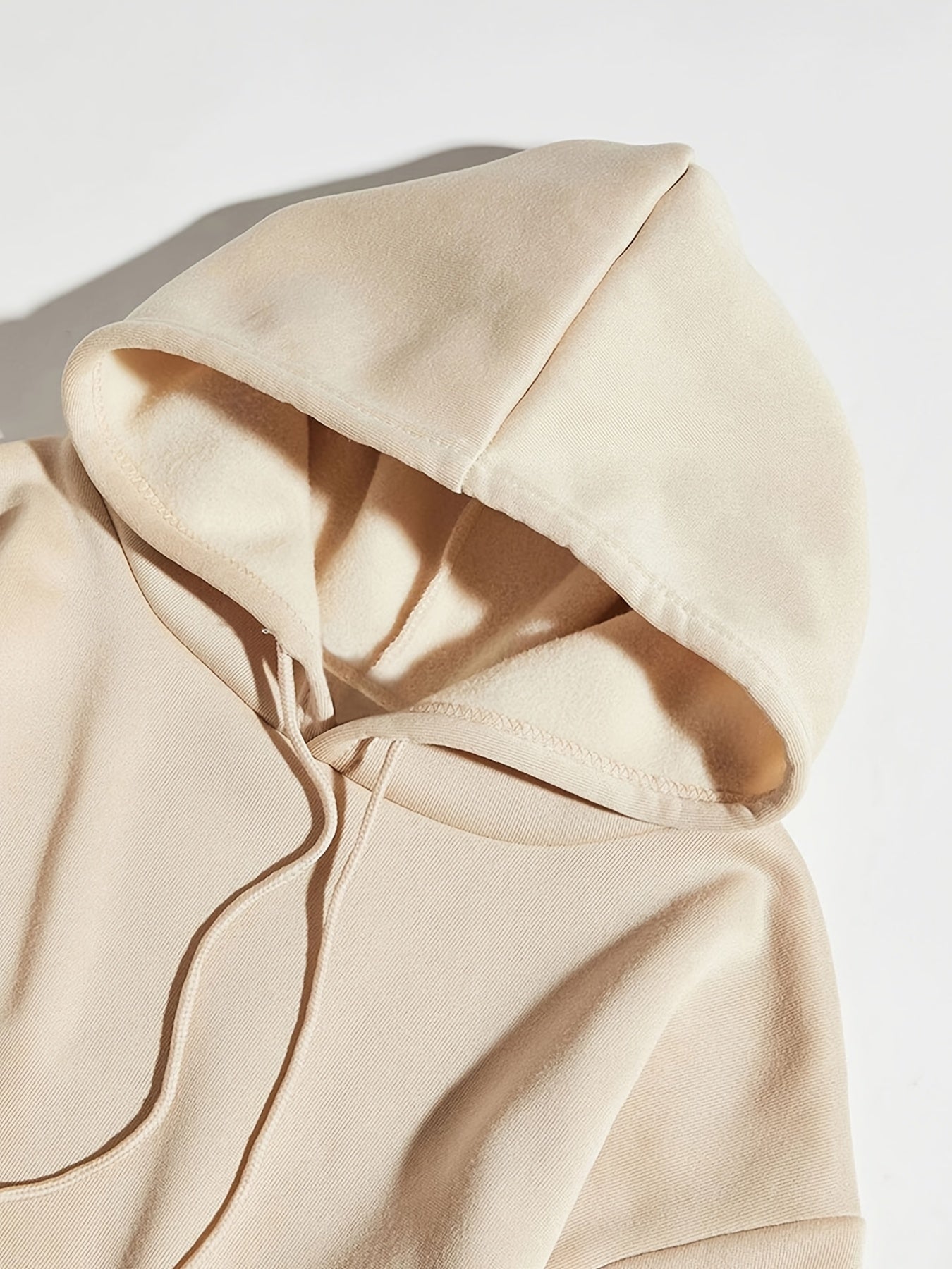 Women's Cozy Thermal Pullover Hoodie - Stylish Alphabetic Print, Kangaroo Pocket, Drawstring, Pleated Hem, Fall/Winter Casual Wear