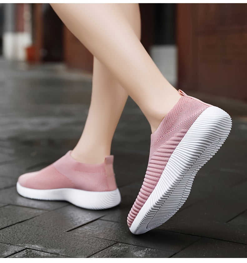 Women's Casual Sneakers, Lightweight Soft Bottom Running Shoes, Breathable Slip-on Walking Shoes plus size