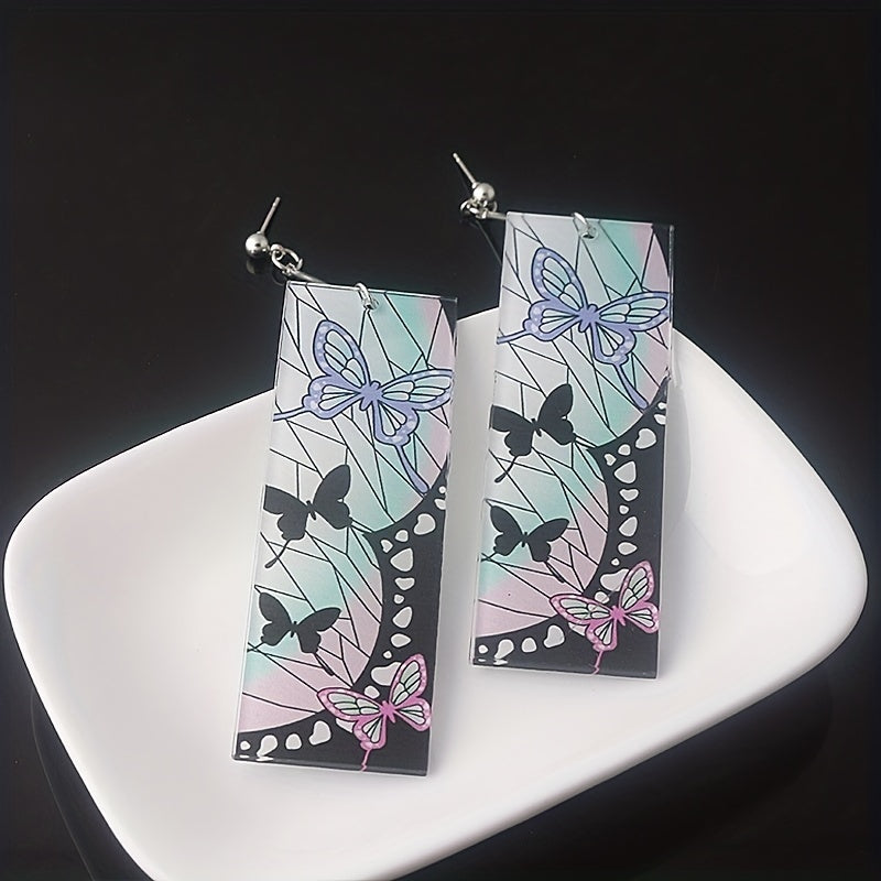 Anime Butterfly Acrylic Drop Dangle Earrings Cosplay Accessories For Women