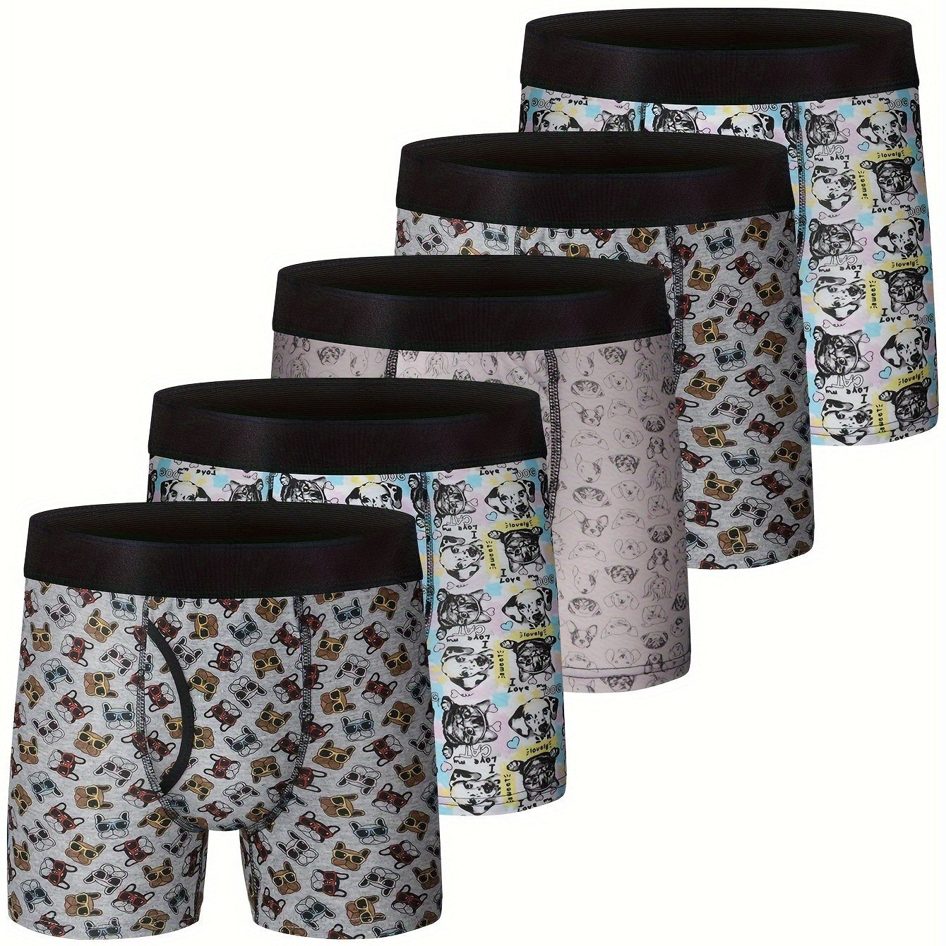 5pcs/set Boys Boxer Briefs Soft Cotton Cartoon Print Underwear Breathable Performance Sport