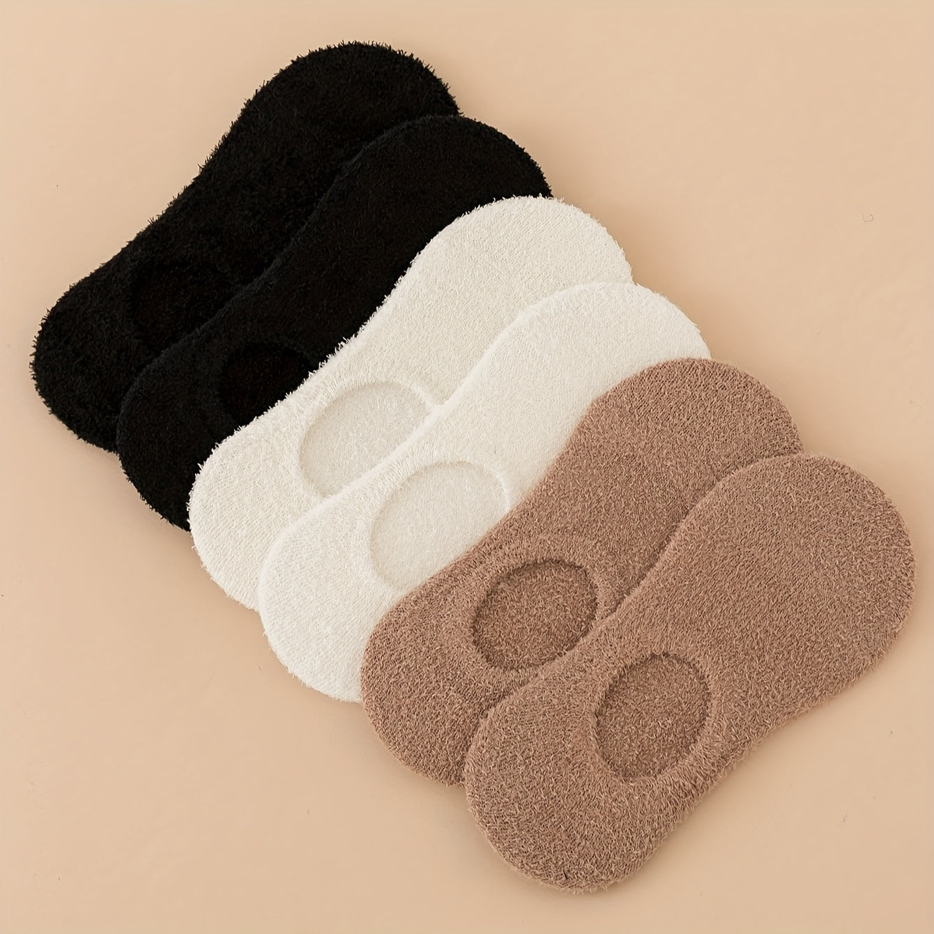 7 Pairs Warm & Fuzzy Non-Slip Socks, Colorful Pastel Invisible Plush Socks, Women's Stockings & Hosiery
