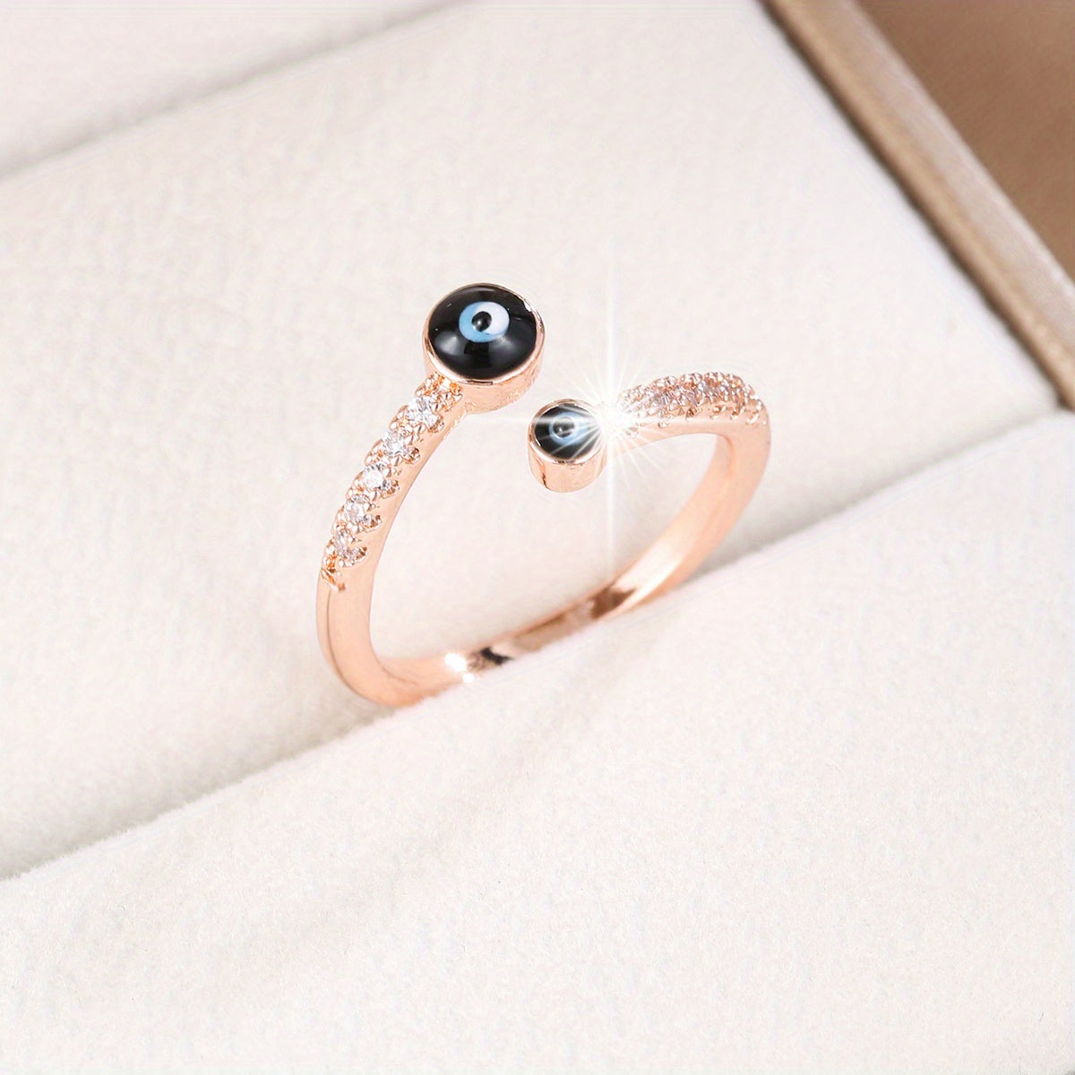 Copper Zircon Enamel Drip Ring Devil's Eye Vintage Ring Open Ring Charms Jewelry Gift Birthday Gifts For Women Wife Her