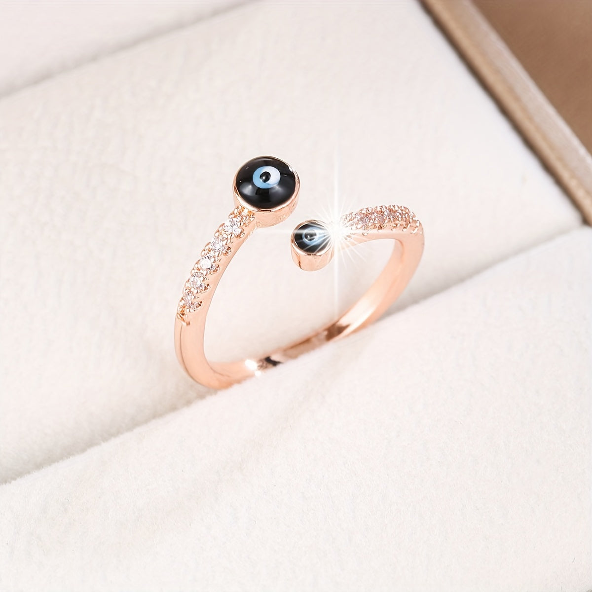 Copper Zircon Enamel Drip Ring Devil's Eye Vintage Ring Open Ring Charms Jewelry Gift Birthday Gifts For Women Wife Her