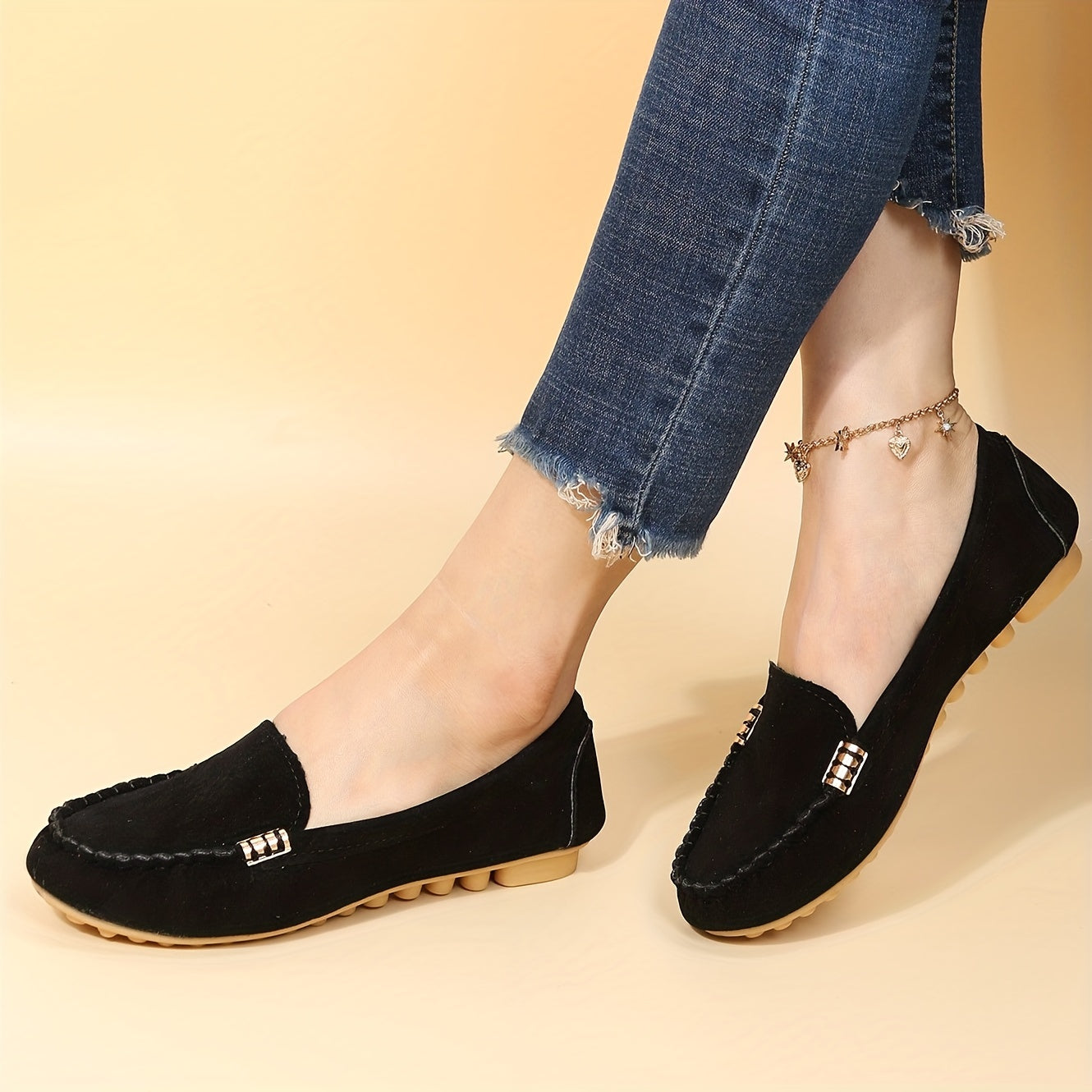 Comfortable Solid Women's Round Toe Loafers, Slip On Shoes, Women's Footwear