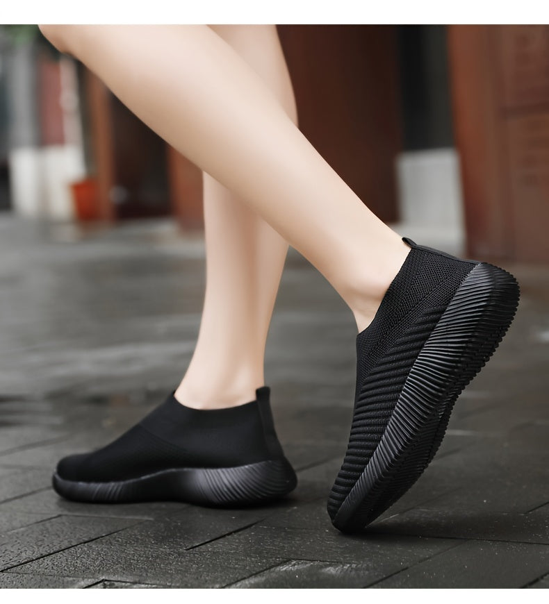 Women's Casual Sneakers, Lightweight Soft Bottom Running Shoes, Breathable Slip-on Walking Shoes plus size