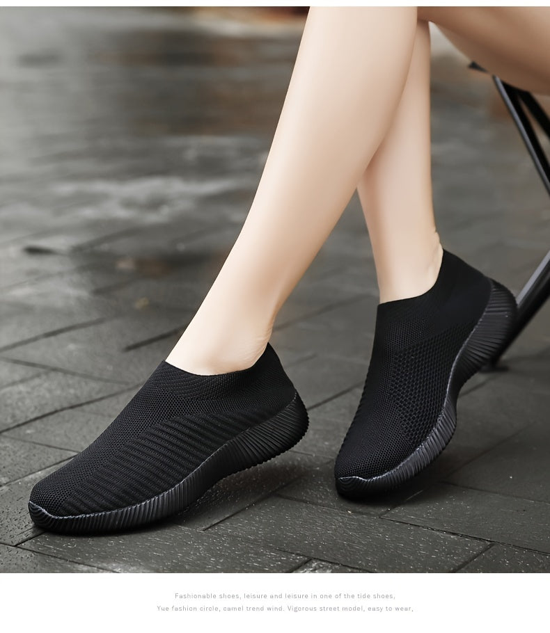 Women's Casual Sneakers, Lightweight Soft Bottom Running Shoes, Breathable Slip-on Walking Shoes plus size