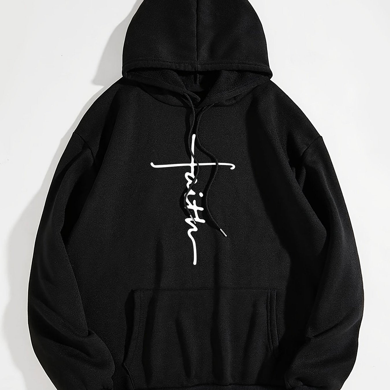 Women's Cozy Thermal Pullover Hoodie - Stylish Alphabetic Print, Kangaroo Pocket, Drawstring, Pleated Hem, Fall/Winter Casual Wear