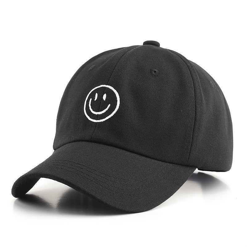 1pc Mens Classic Smile Face Baseball Cap - Soft Cotton, Lightweight, Adjustable, Sunscreen, Embroidered Lettering, Ideal Gift for Daily Casual Wear