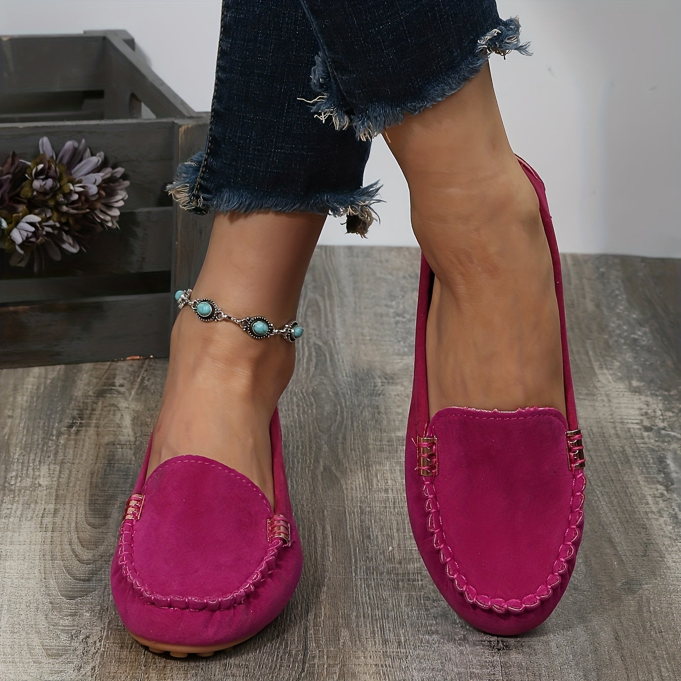 Comfortable Solid Women's Round Toe Loafers, Slip On Shoes, Women's Footwear