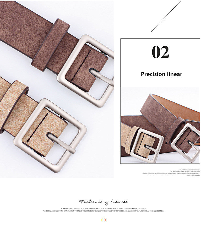Women PU Belts For Jeans Luxury Brand Designer Belts Female Square Metal Pin Buckle Belt