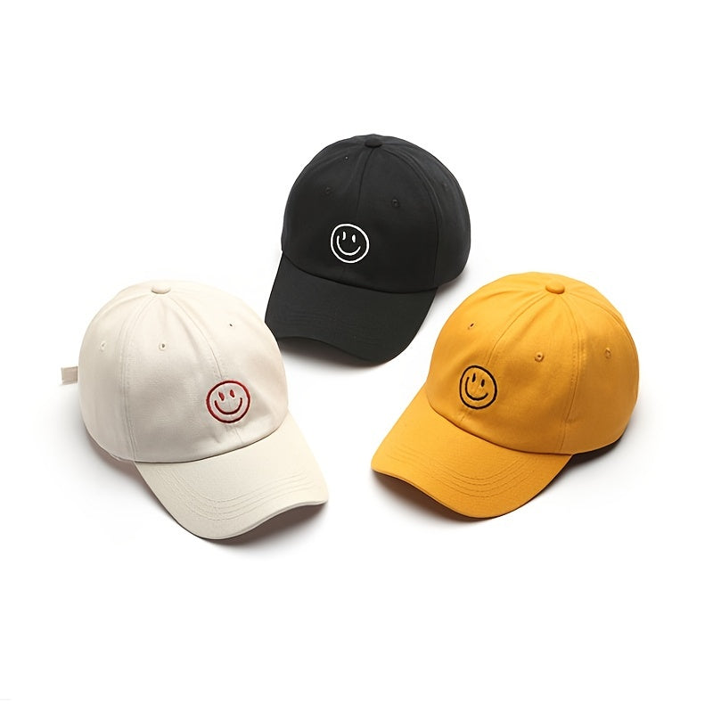 1pc Mens Classic Smile Face Baseball Cap - Soft Cotton, Lightweight, Adjustable, Sunscreen, Embroidered Lettering, Ideal Gift for Daily Casual Wear