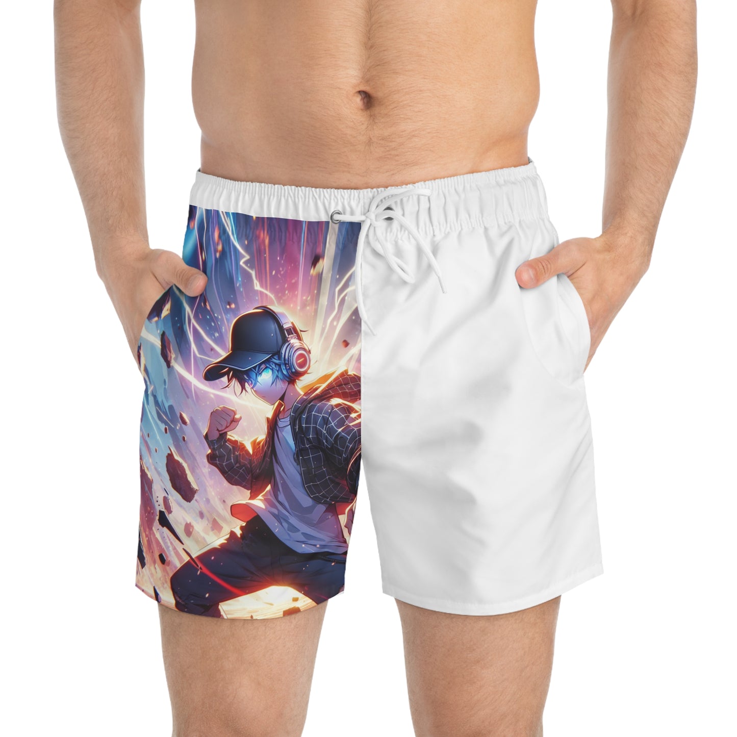 Dynamic Graphic Swim Trunks for Adventurous Youth