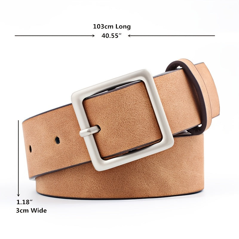 Women PU Belts For Jeans Luxury Brand Designer Belts Female Square Metal Pin Buckle Belt