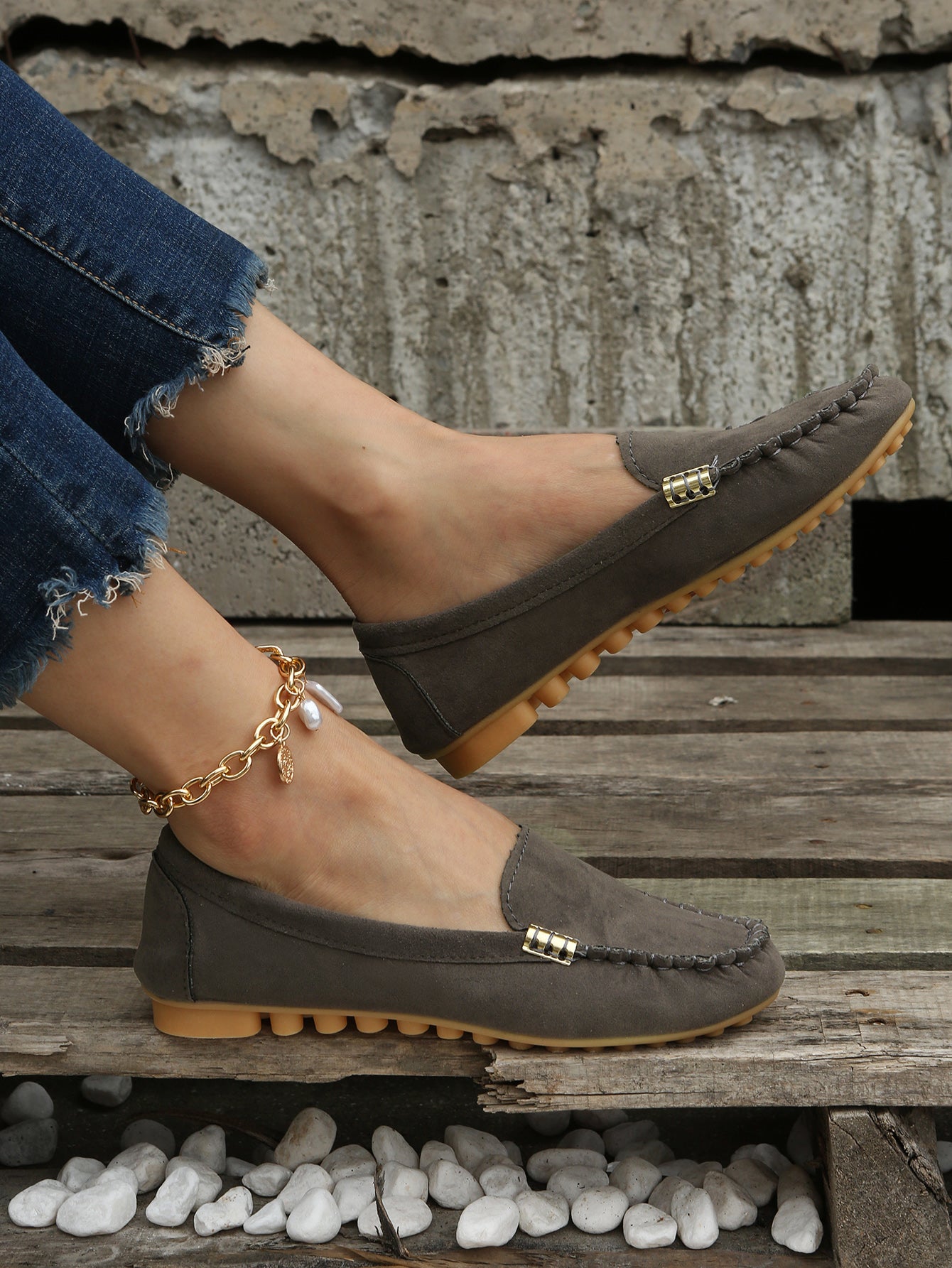Comfortable Solid Women's Round Toe Loafers, Slip On Shoes, Women's Footwear