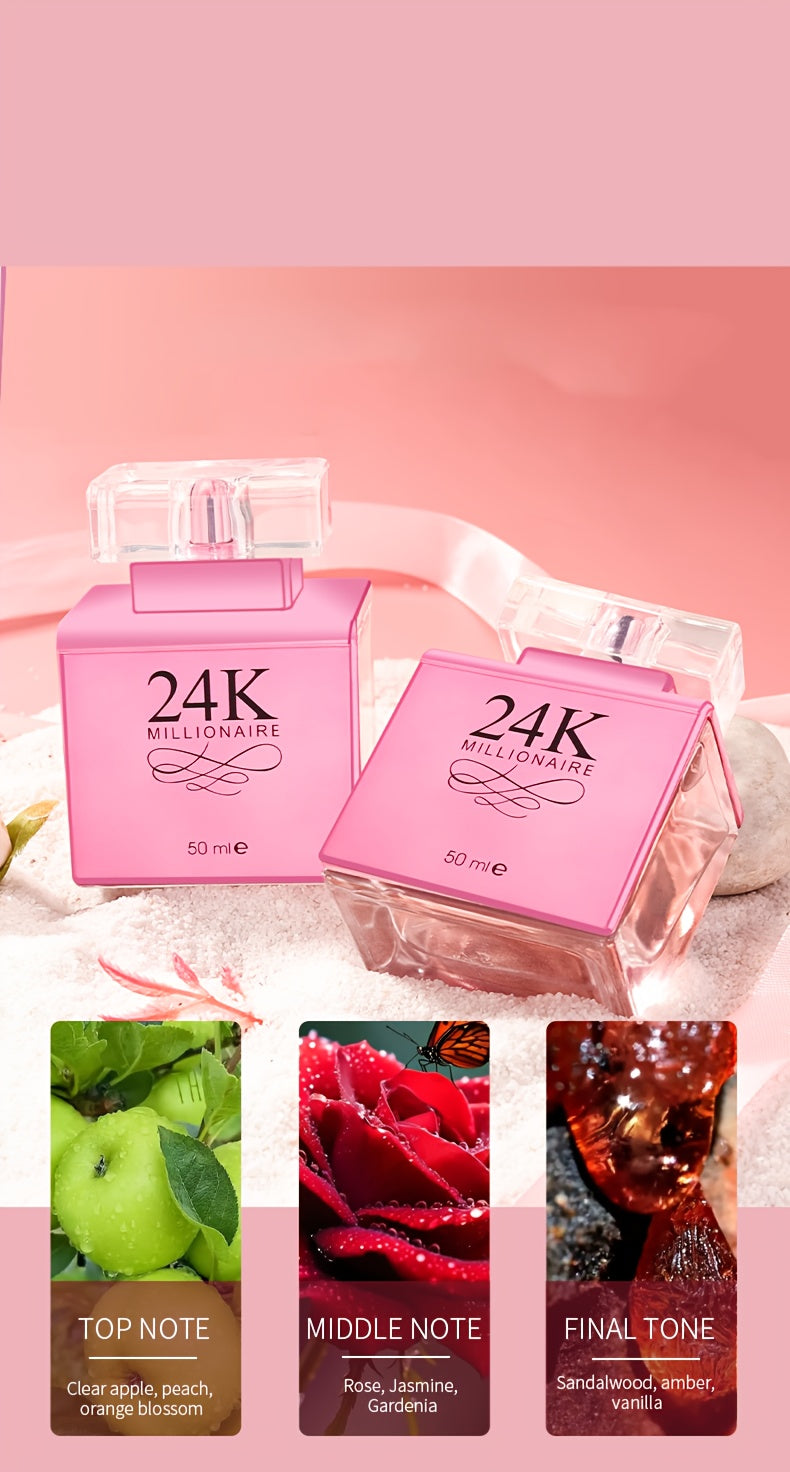 1.7oz Women's Perfume Spray, Long-Lasting Fruity Scent in Pink Bottle, Exudes Charm and Elegance for Any Occasion---The Perfect Gift