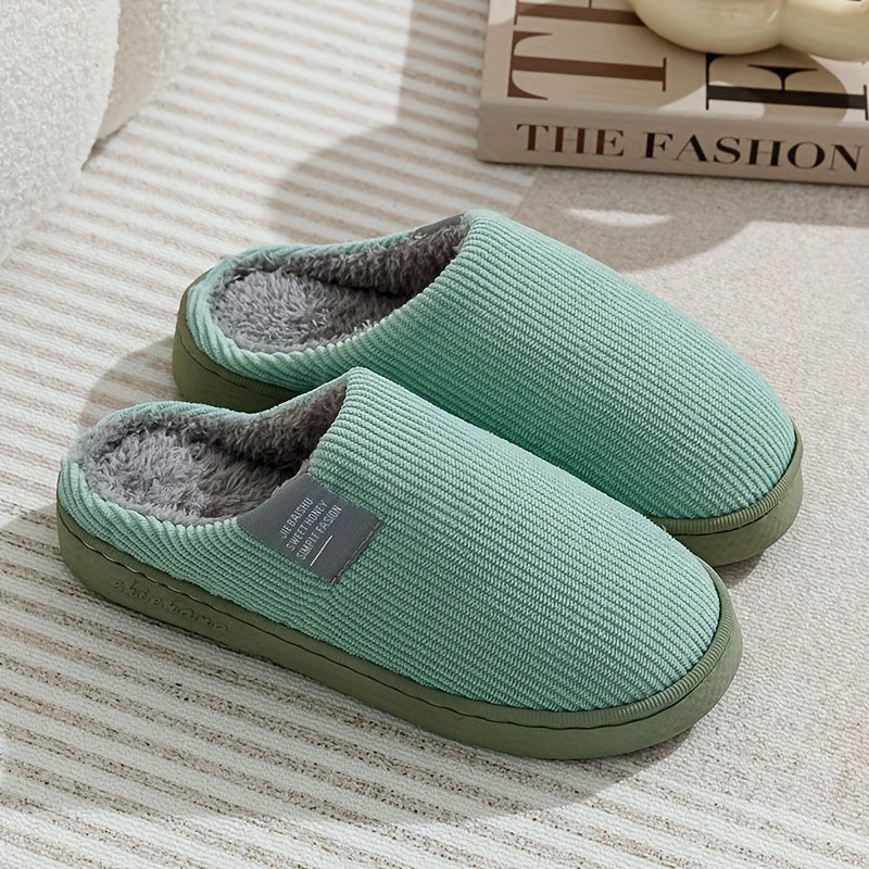Women's Thick Bottom Home Slippers, Household Plush Slippers, Anti-slip Thermal Slippers