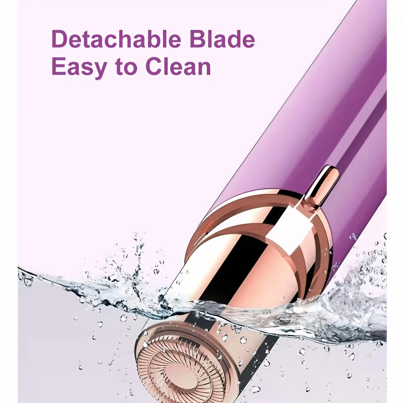 Painless Facial Hair Remover for Women - Instantly Remove Peach Fuzz, Chin, Cheek, Upper Lip Hair - Battery Operated - Blush/Rose Gold