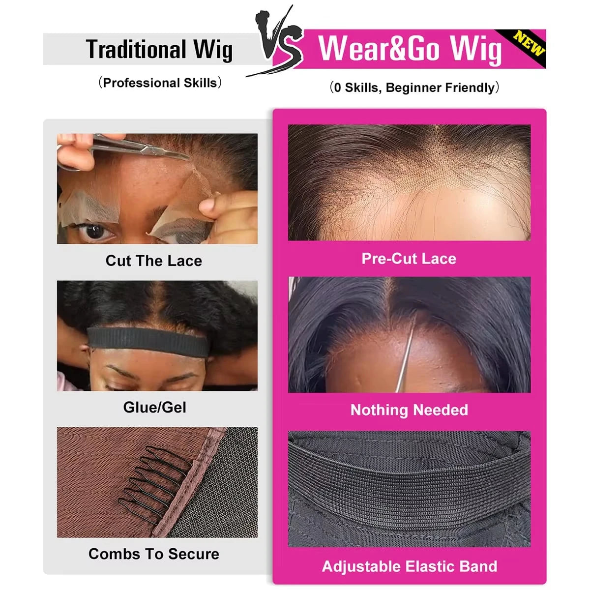 Deep Wave Human Hair Wigs Glueless Wig Water Wave Wig Pre-Cut Lace 5x5Wear And Go Glueless Wigs Lace Front Human Hair Wig