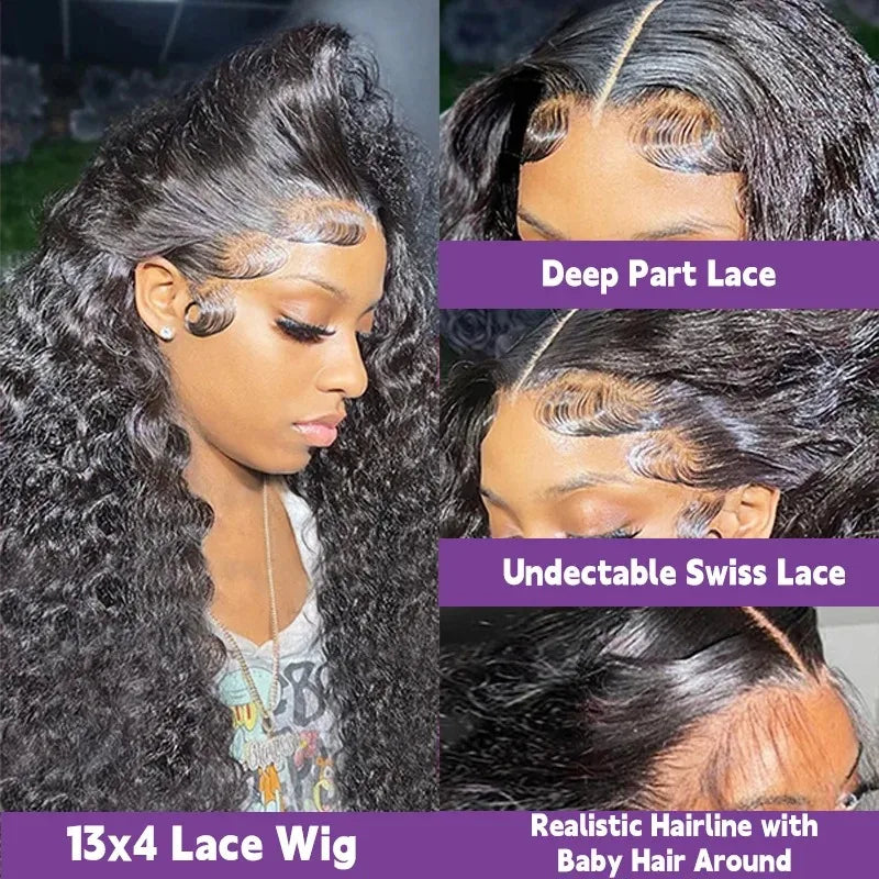 YKB 30 40 Inch Curly Wigs 13x6 HD Lace Frontal Wig Human Hair Loose Deep Wave 200Density 13x4 Lace Front Wig Brazilian For Women