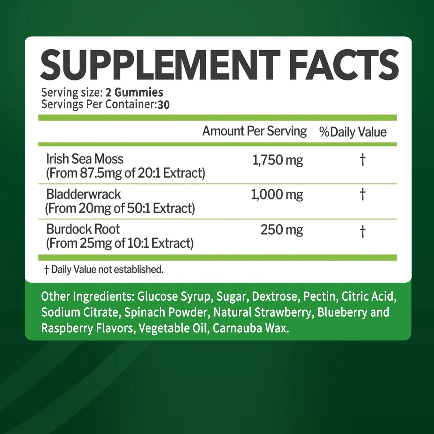 SEAMOSS Gummies - with Bladderwrack, Burdock Root - Immune Health, Healthier Skin & Hair, Detox - 60 Gummies