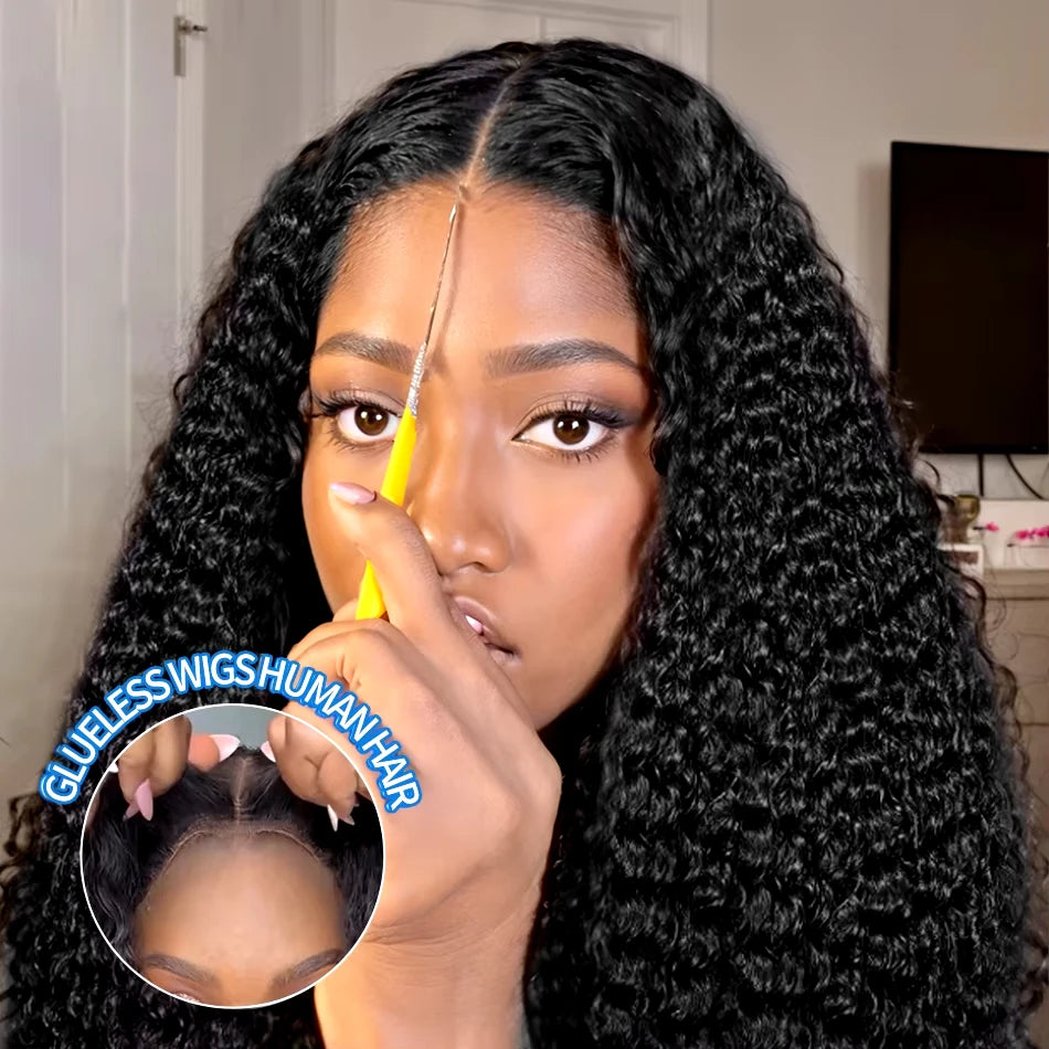 Deep Wave Human Hair Wigs Glueless Wig Water Wave Wig Pre-Cut Lace 5x5Wear And Go Glueless Wigs Lace Front Human Hair Wig