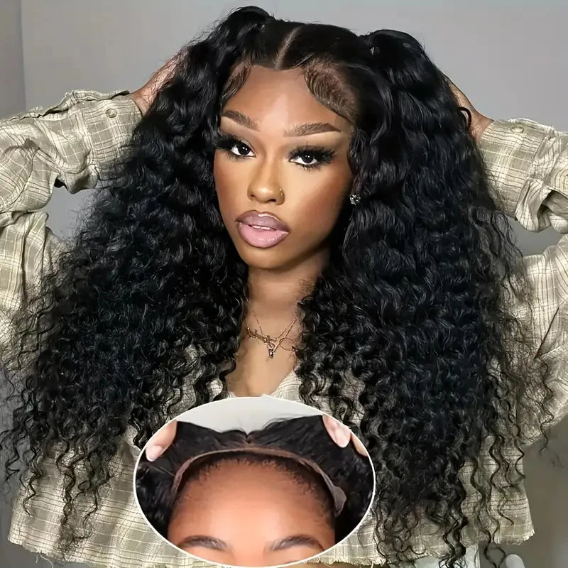 Deep Wave Human Hair Wigs Glueless Wig Water Wave Wig Pre-Cut Lace 5x5Wear And Go Glueless Wigs Lace Front Human Hair Wig