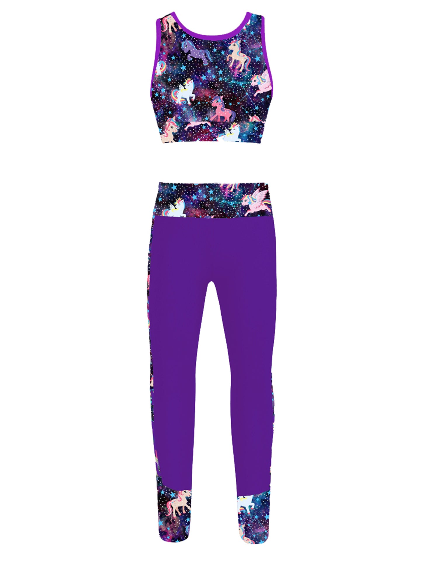 Teenage Girls Sportswear Suits Gymastics Workout Outfits Mesh Racer Back Tanks Crop Top with Leggings for Ballet Dancewear Sets