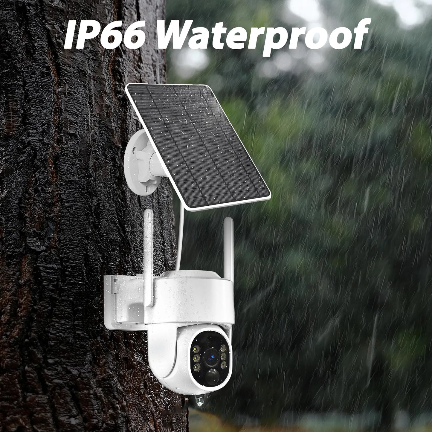 WESECUU WIFI 4MP Solar WIFI Rechargeable Battery PTZ CCTV Security 360 Degree Ip Camera Auto Motion Tracking Ip PTZ Camera