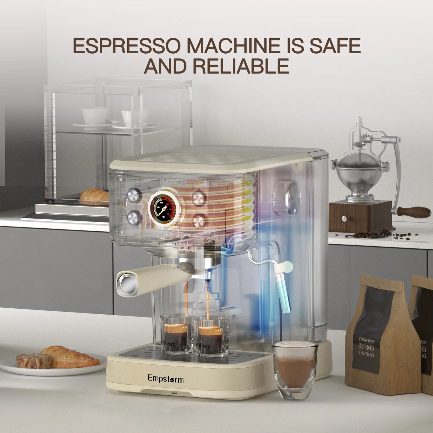 For Empstorm 2024 Convenient Small Portable Espresso Coffee Maker Semi-Auto Electric Manual Feature for Household Use Aluminum