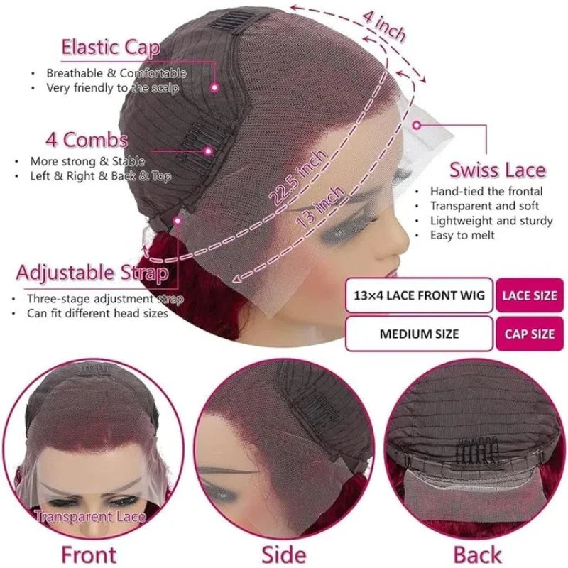 99J Raw Indian Hair Wigs Human Hair Glueless HD Lace Front Vietnamese Cuticle Aligned Hair HD Lace Frontal Wigs for Black Women