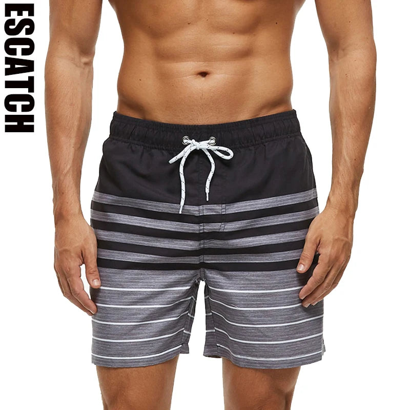 Escatch New Men's Beach Shorts Summer Surf Trunks Plus Size Drawstring Swimwear For Male ESX05 Gym Sportswear Swimsuit