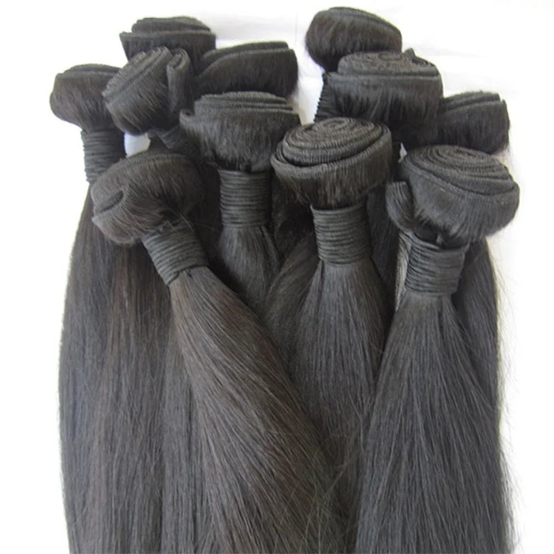 Wholesale Factory Price Quality Cuticle Aligned Human Hair Extension Bone Straight Bundle Black Women Hot Selling 1B Wave Style
